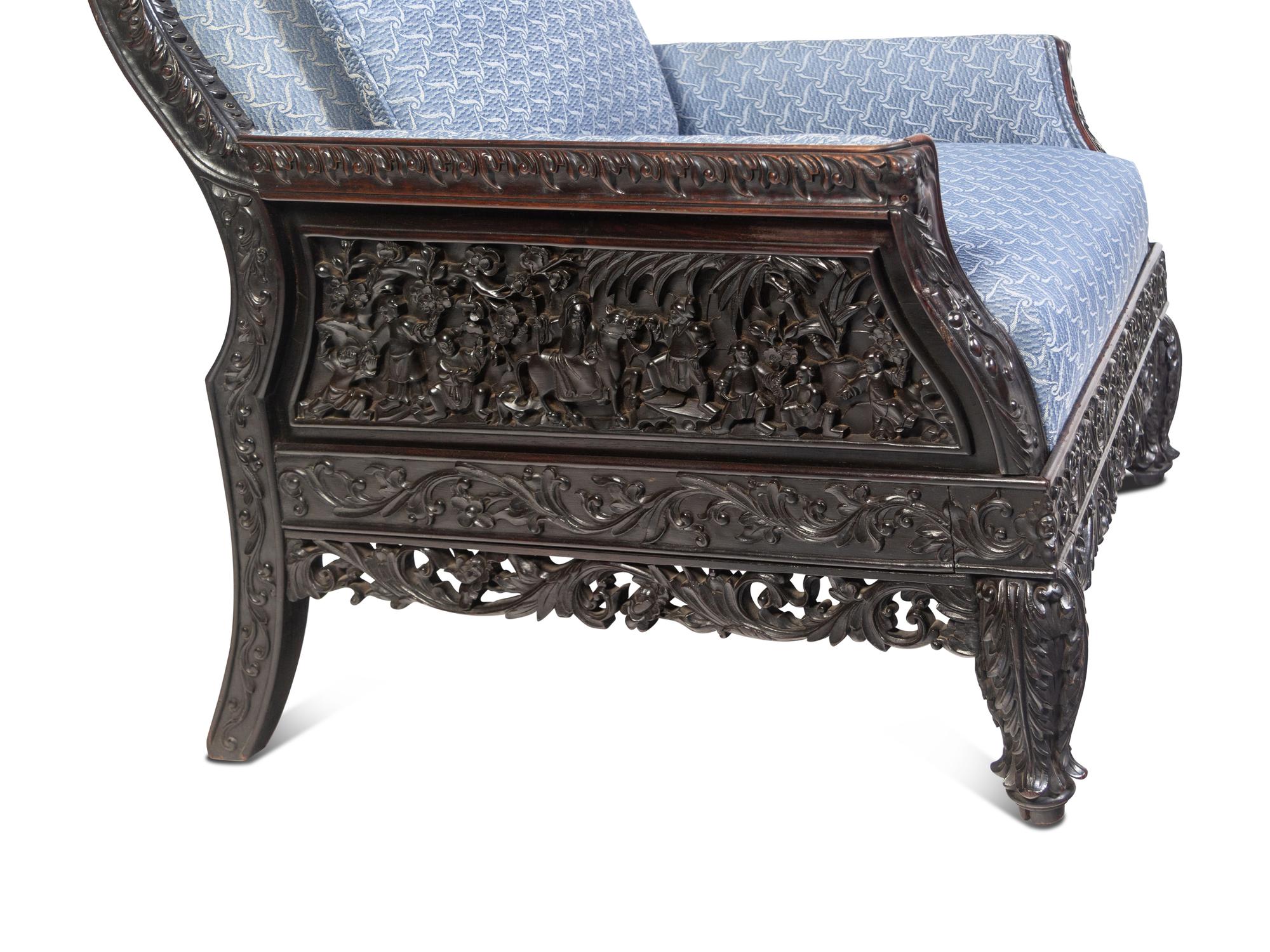 A Chinese Carved Hardwood Armchair