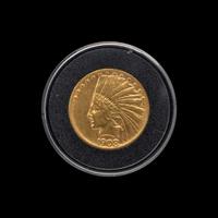 A 1908-D Indian Head: No Motto $10 Gold Coin