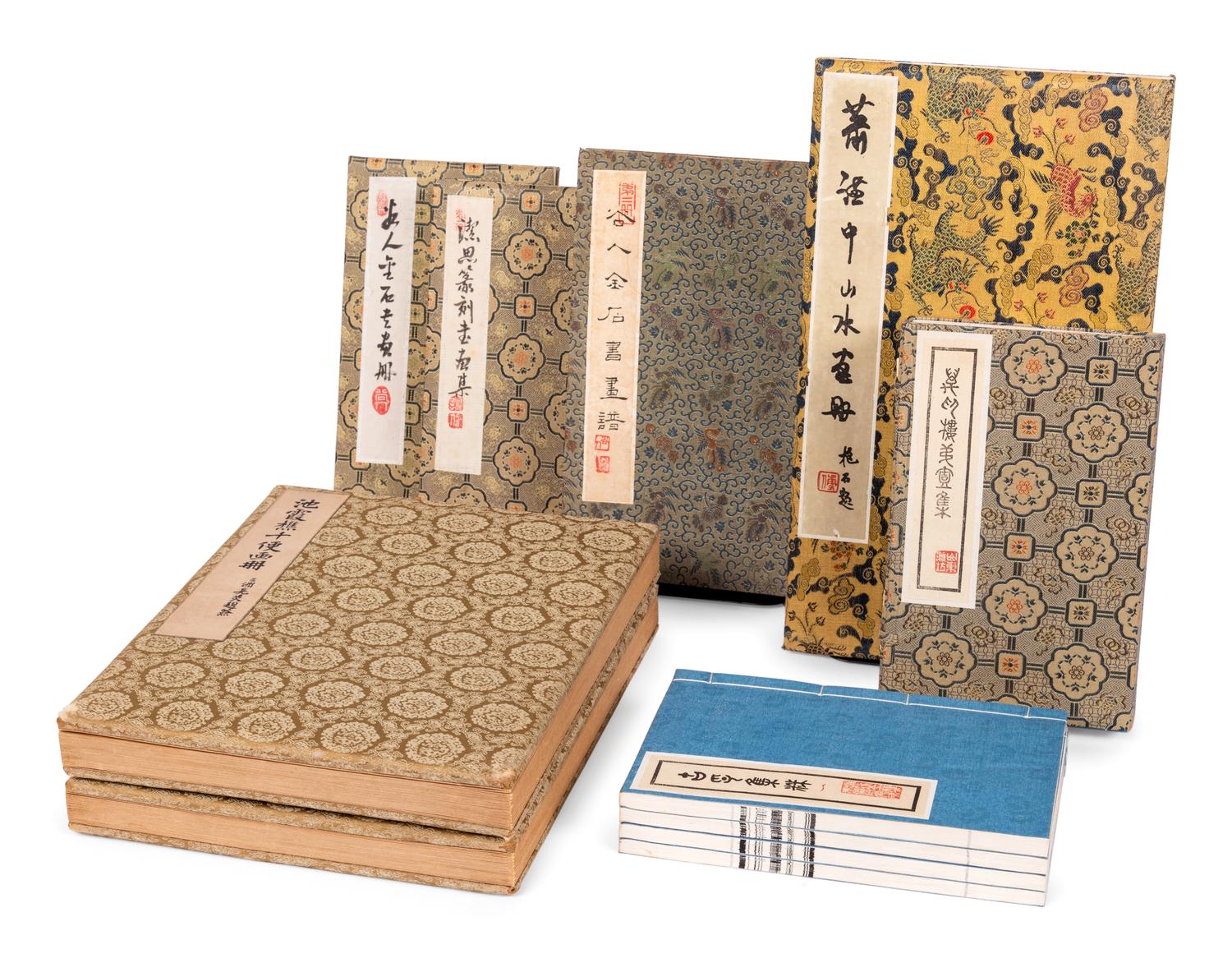[CHINESE PAINTING & SEAL ALBUMS] A group of seven works relating Chinese landscape paintings and scholar's seals, comprising: