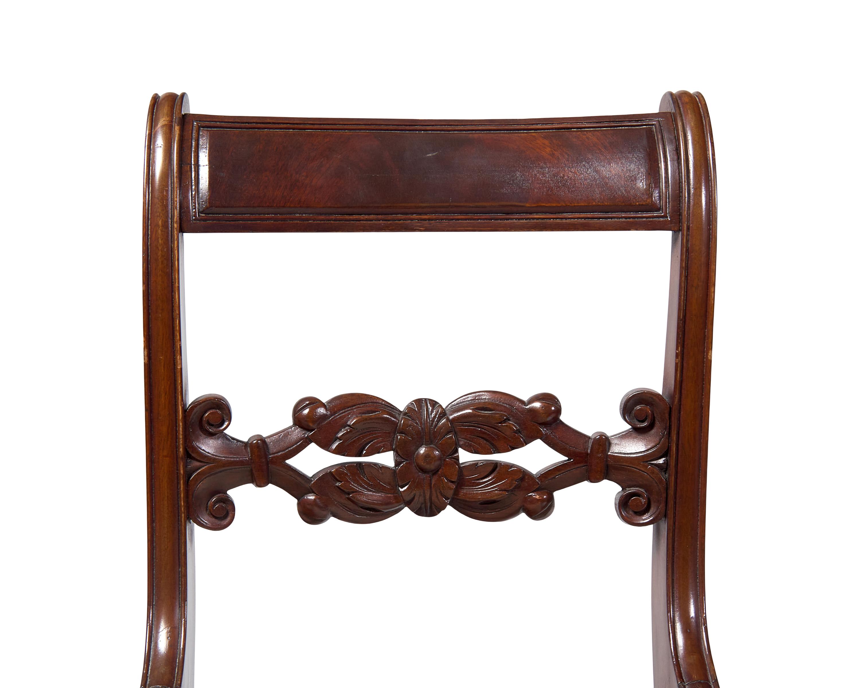 A Pair Of Classical Carved Mahogany Side Chairs