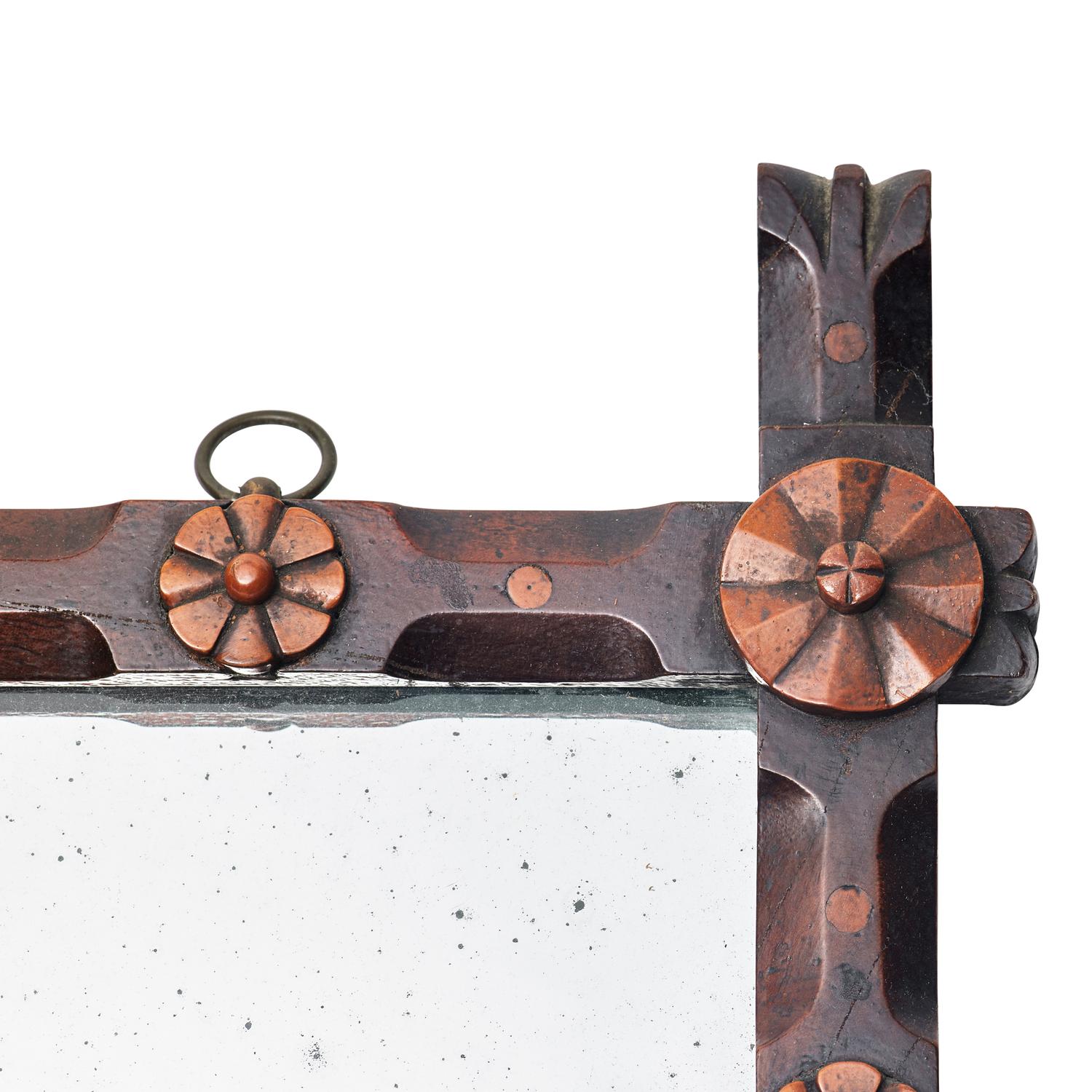 A Small Aesthetic Movement Carved Wood Mirror