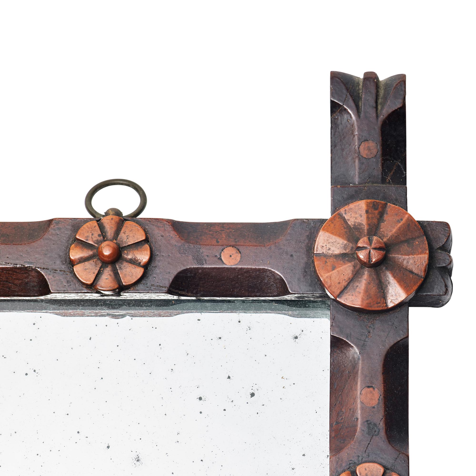 A Small Aesthetic Movement Carved Wood Mirror