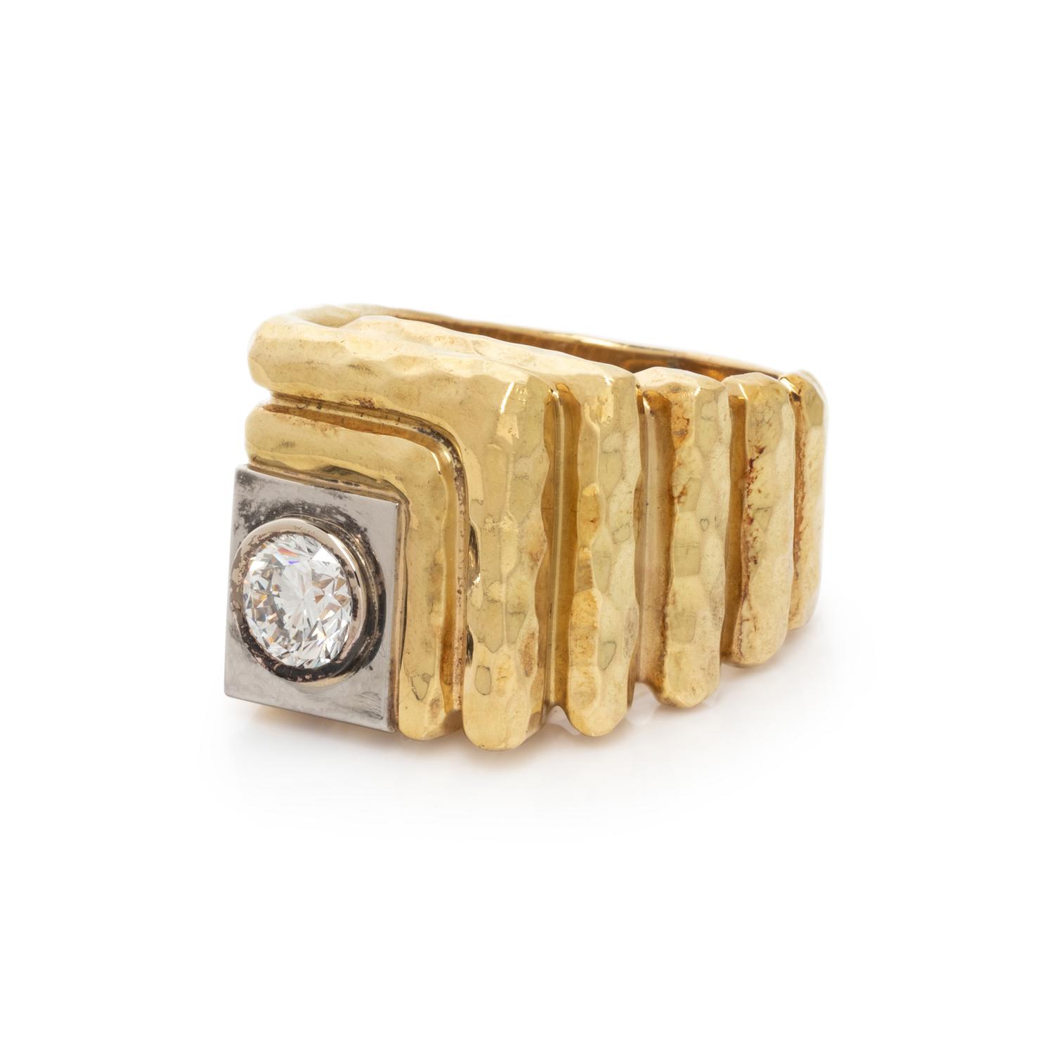 HENRY DUNAY, YELLOW GOLD AND DIAMOND RING