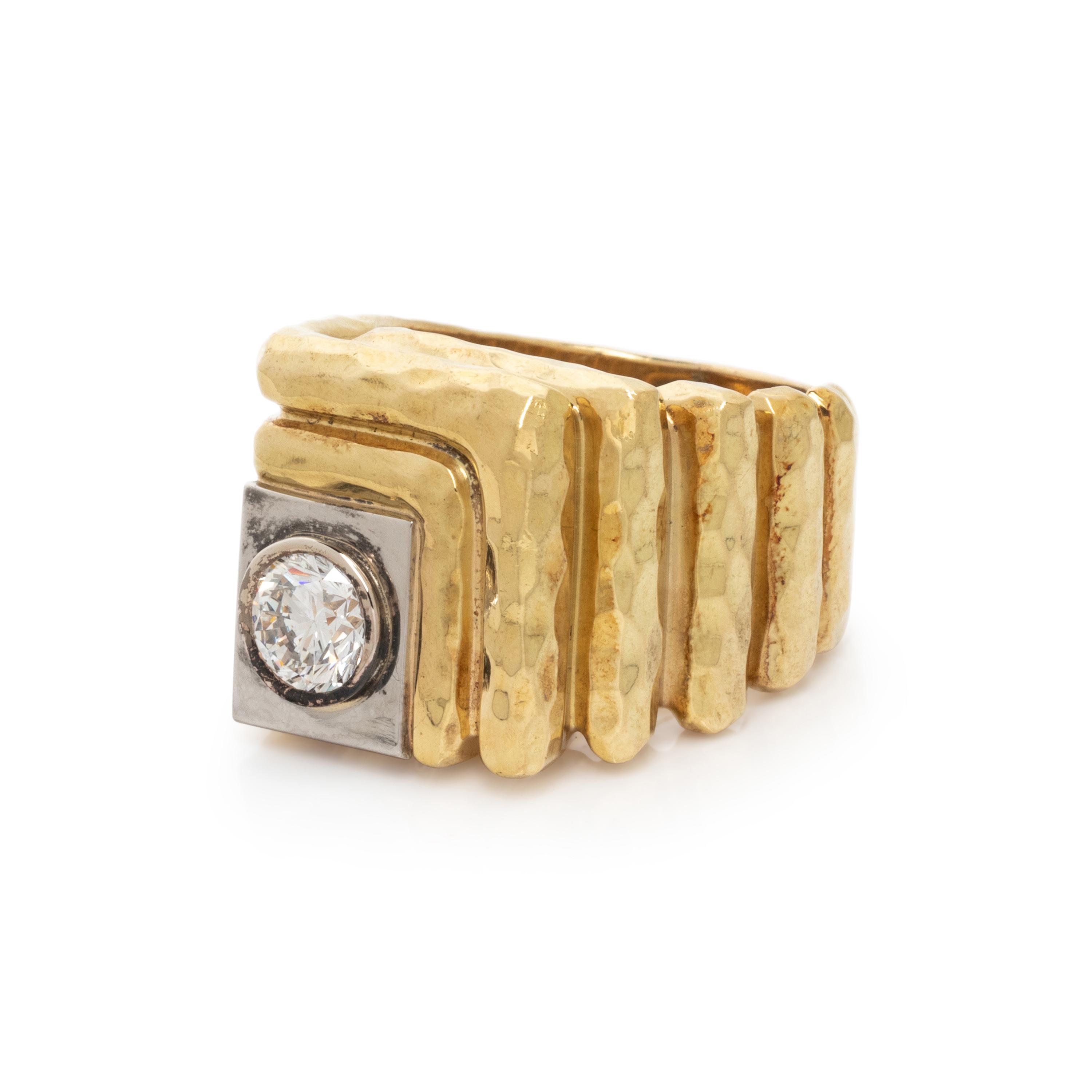 HENRY DUNAY, YELLOW GOLD AND DIAMOND RING