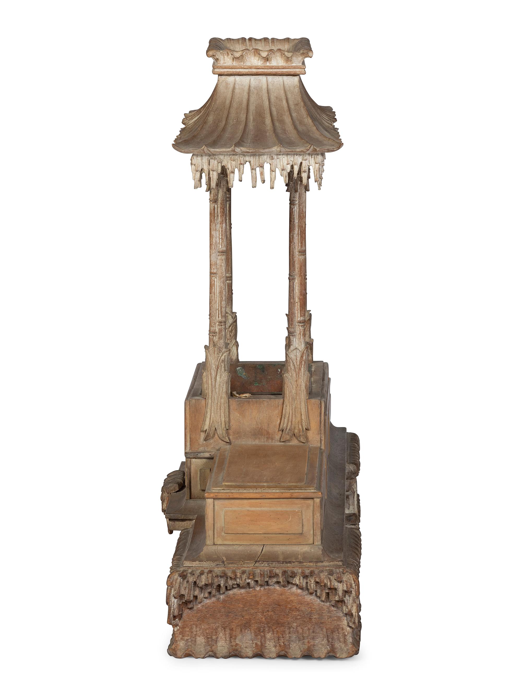 A Modernist Chinese Chippendale Carved Wood Architectural Jardiniere