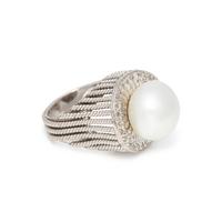 CULTURED PEARL AND DIAMOND RING