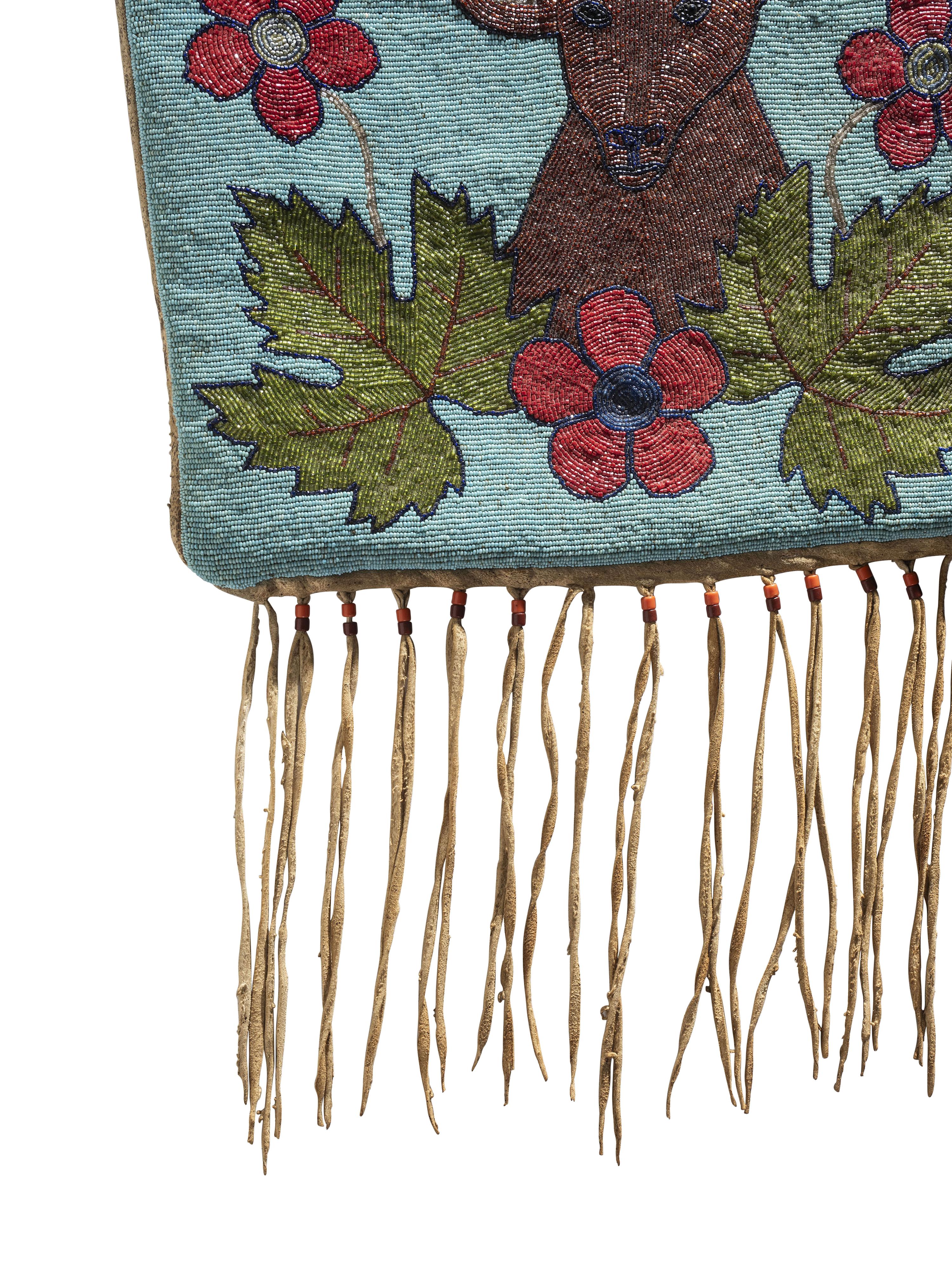 Plateau Beaded Hide Storage Bag, with Buck