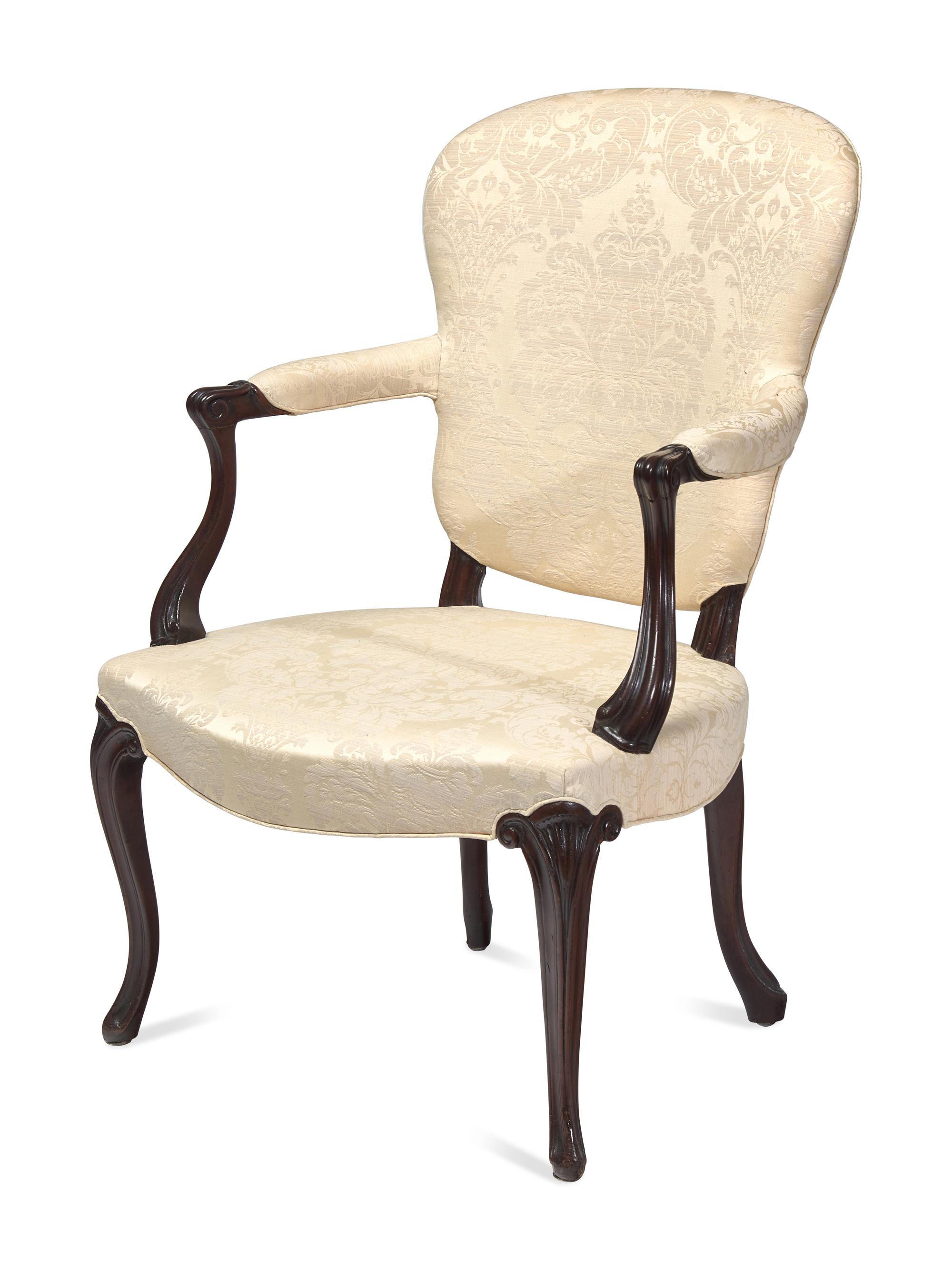 A George III Carved Mahogany or Beech Armchair in the French Taste