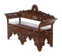 A Syrian Mother-of-Pearl Inlaid Walnut Settee