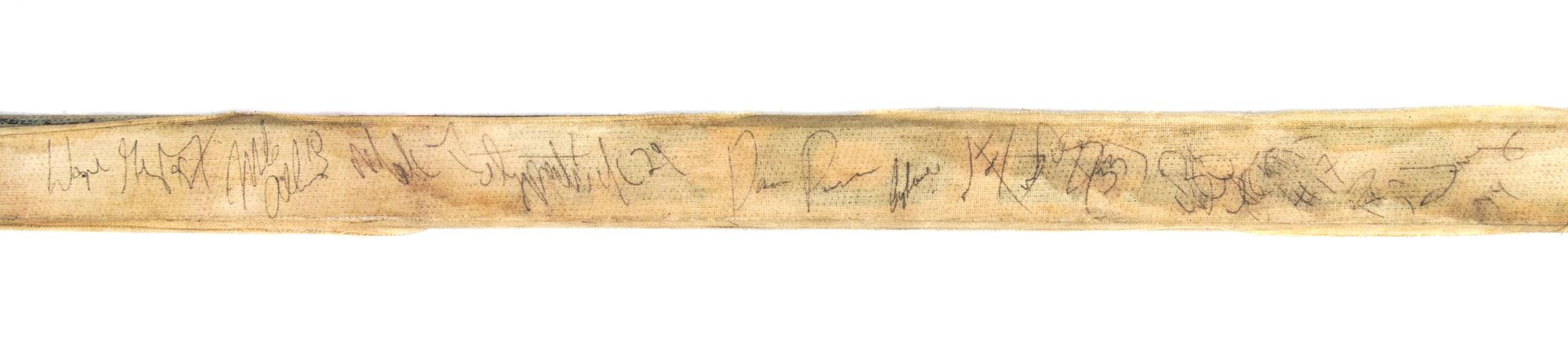 (HOCKEY) GRETZKY, WAYNE. Luc Robitaille hockey stick signed by 9 members of the 1988-89 LA Kings, including Gretzky.