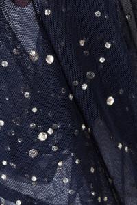 A Pauline Trigere Navy Sheer Crystal Embellished Cape, No size.