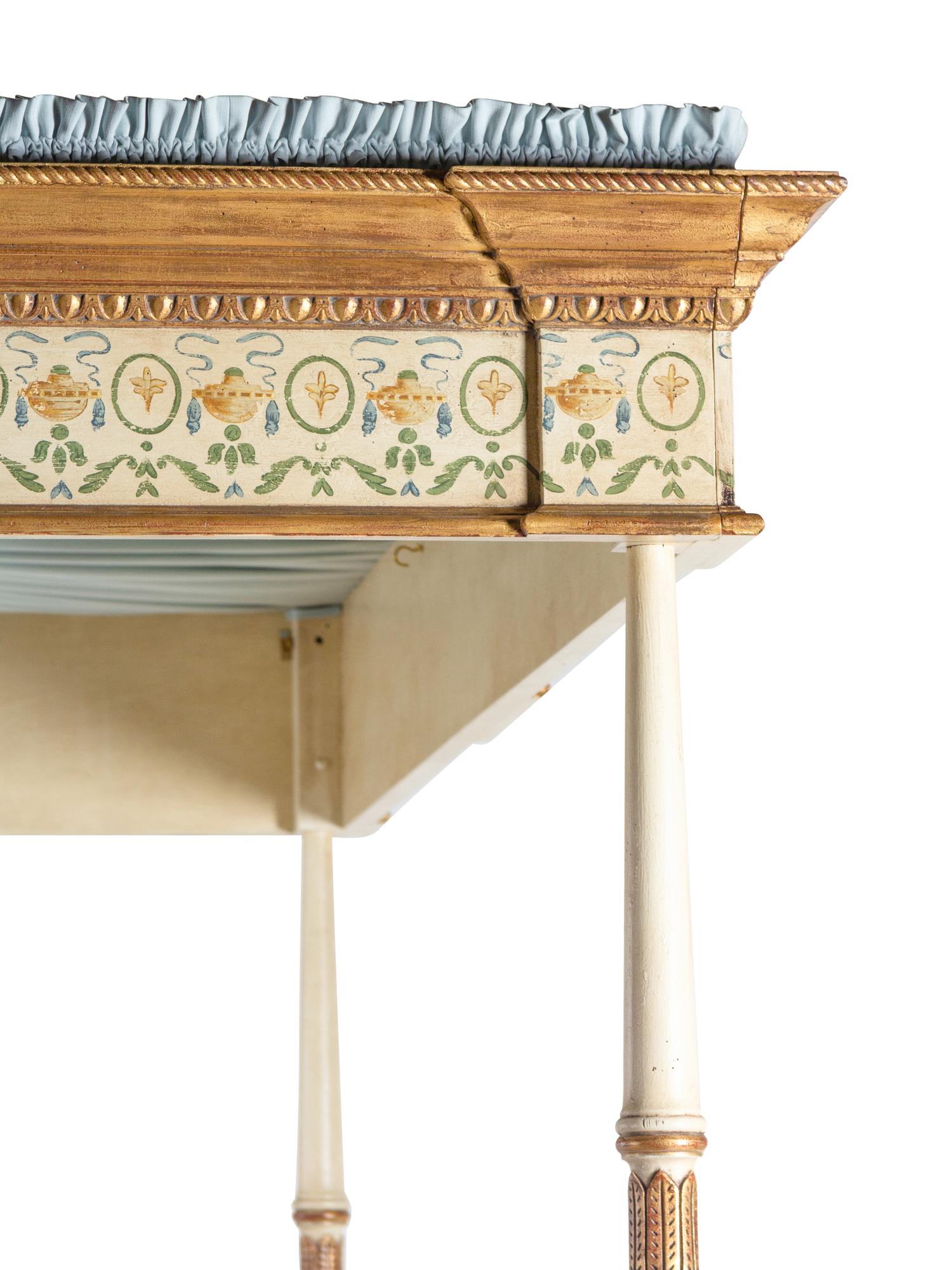 An Adam Style Painted and Parcel Gilt King-Size Tester Bed