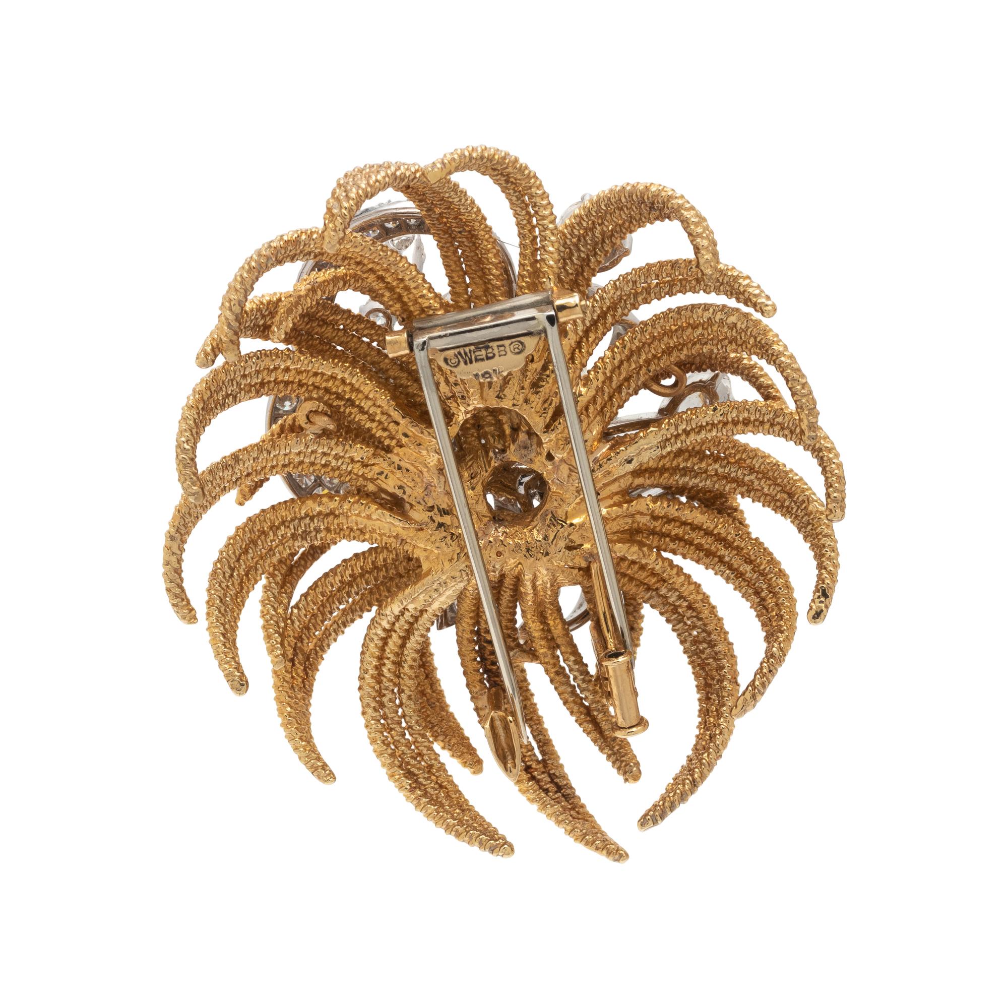 DAVID WEBB, YELLOW GOLD, PLATINUM AND DIAMOND BROOCH