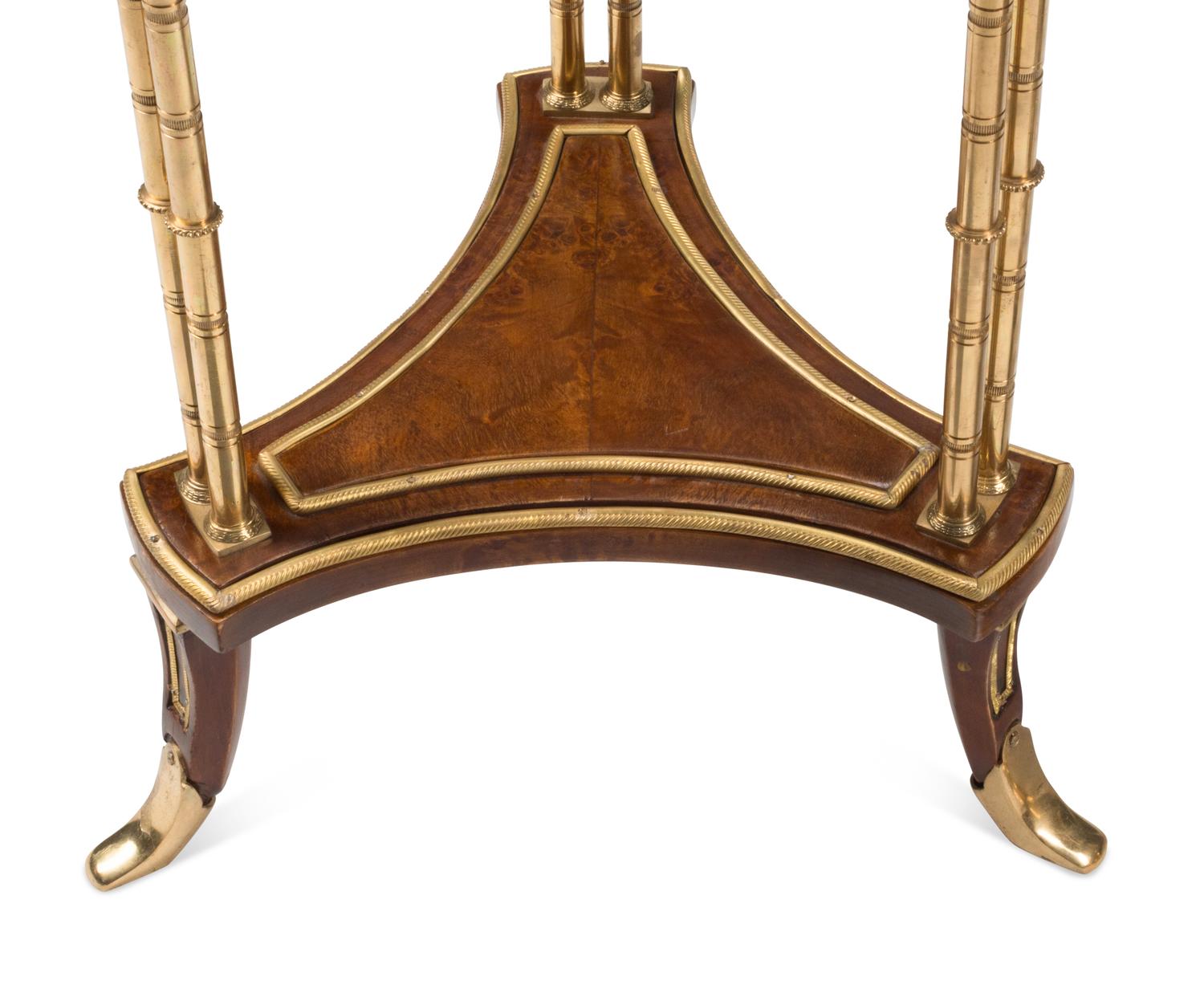 A Pair of French Neoclassical Style Gilt Bronze and Lacquer Tables