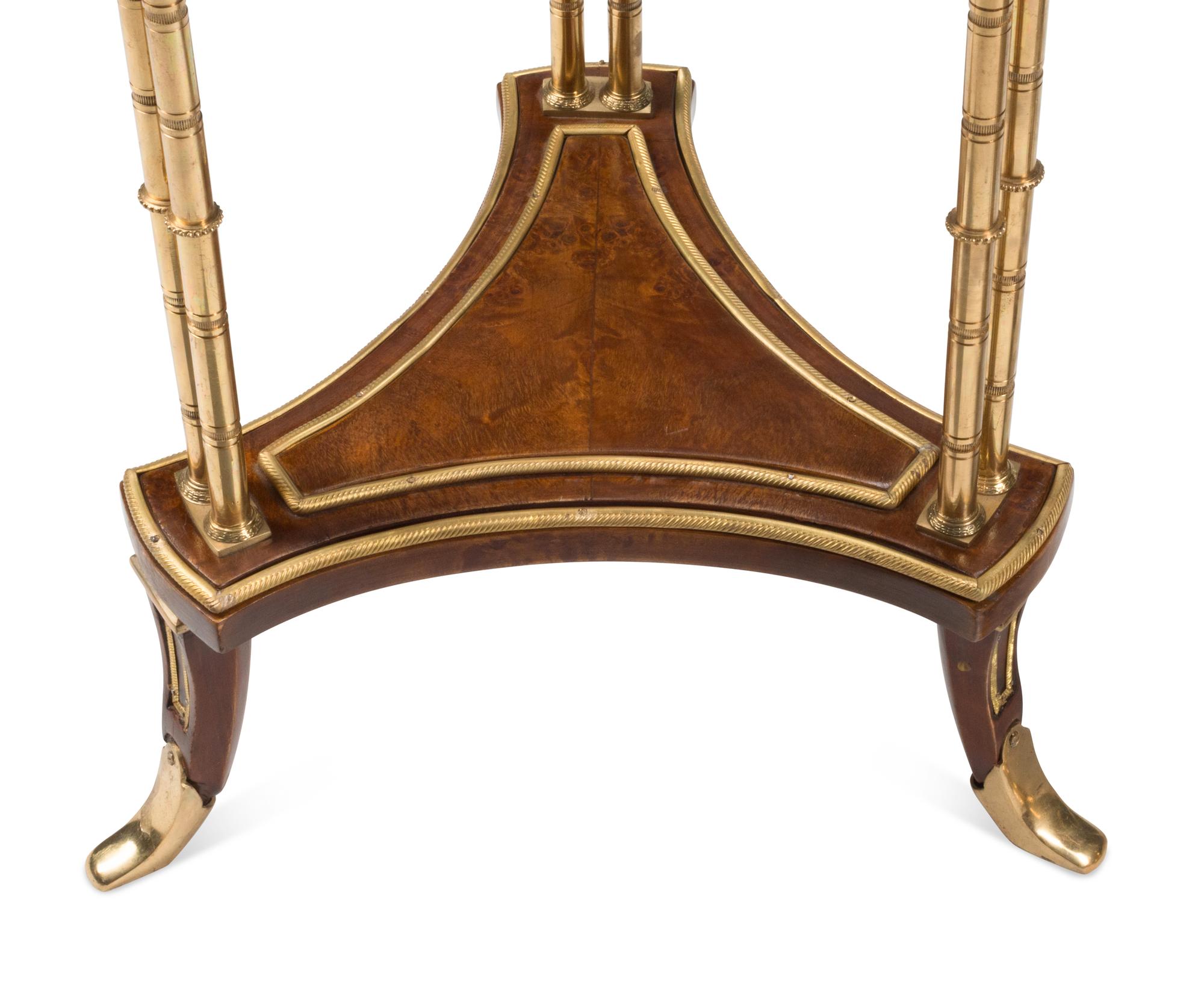 A Pair of French Neoclassical Style Gilt Bronze and Lacquer Tables