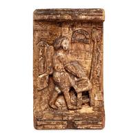 An English Carved and Polychrome Decorated Panel