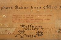 A Needlework Embroidered Sampler, Wrought by Tryphena Baker