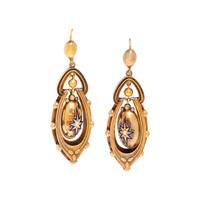 ETRUSCAN REVIVAL, GOLD-FILLED SEED PEARL AND ENAMEL EARRINGS