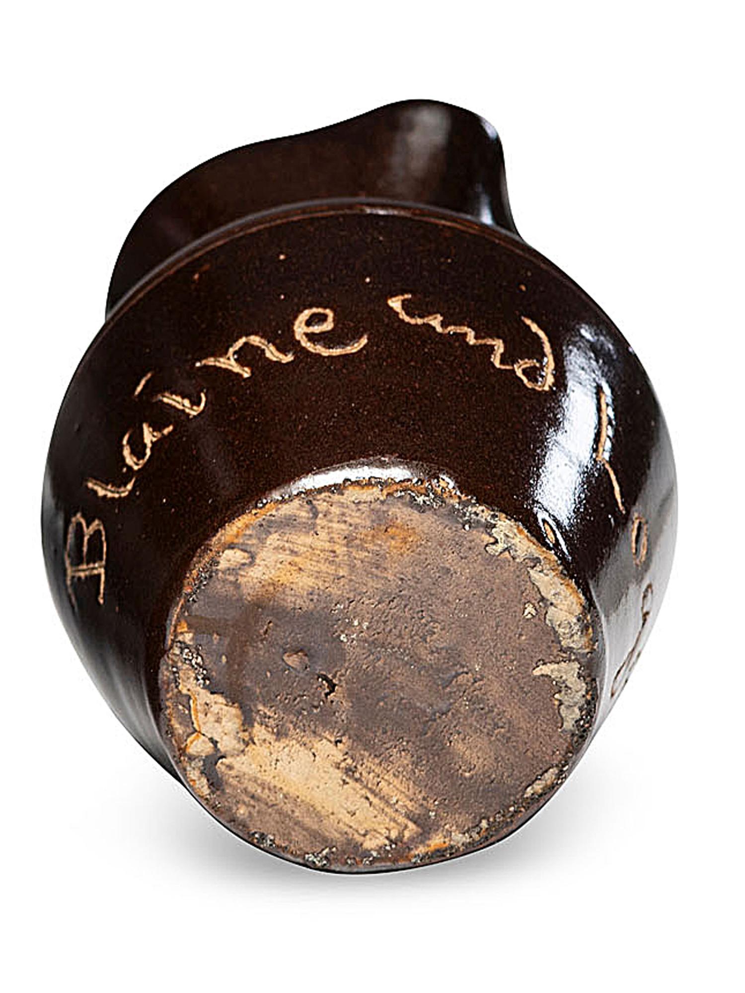 A Miniature Albany Slip-Glazed Political Campaign Favor Pitcher