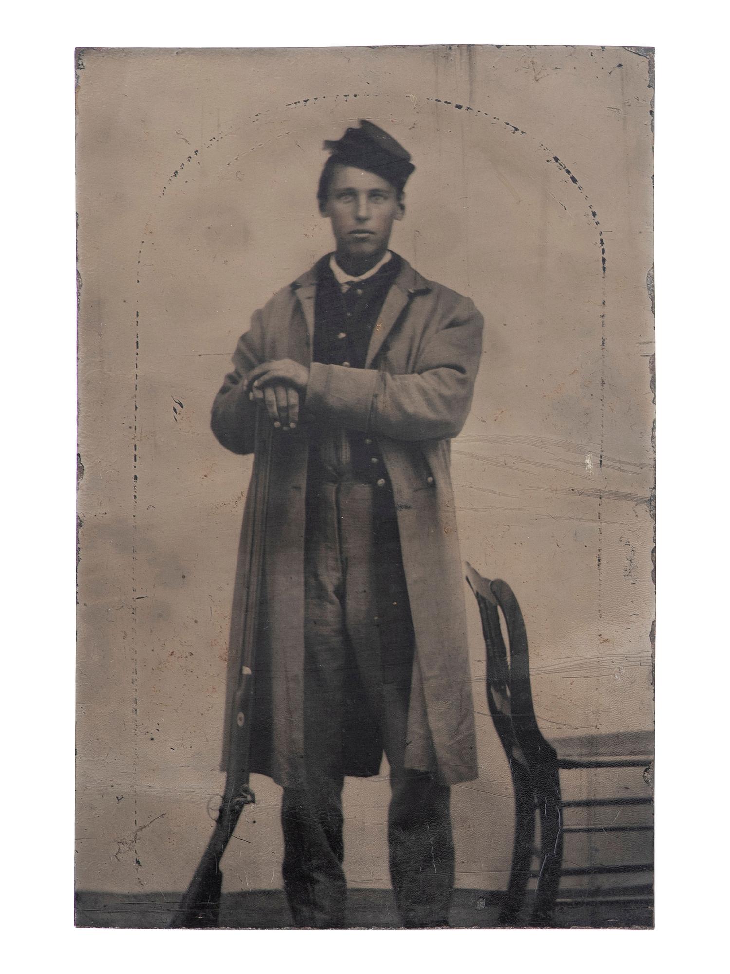 [CIVIL WAR]. CDV-sized tintype of a Berdan Sharpshooter.