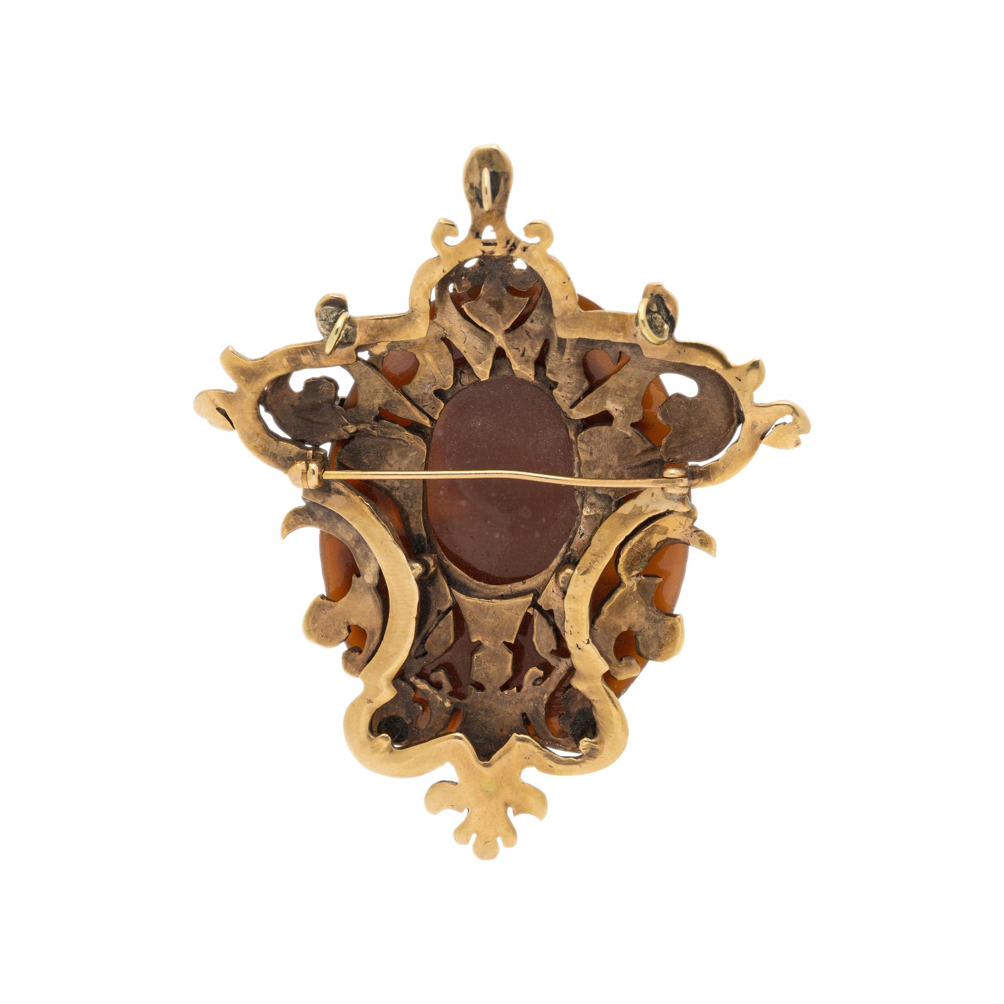 VICTORIAN, YELLOW GOLD CAMEO BROOCH