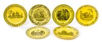 Six French Transfer Decorated Plates Diameter 8 1/2 inches.