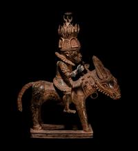 A Benin Style Bronze Equestrian