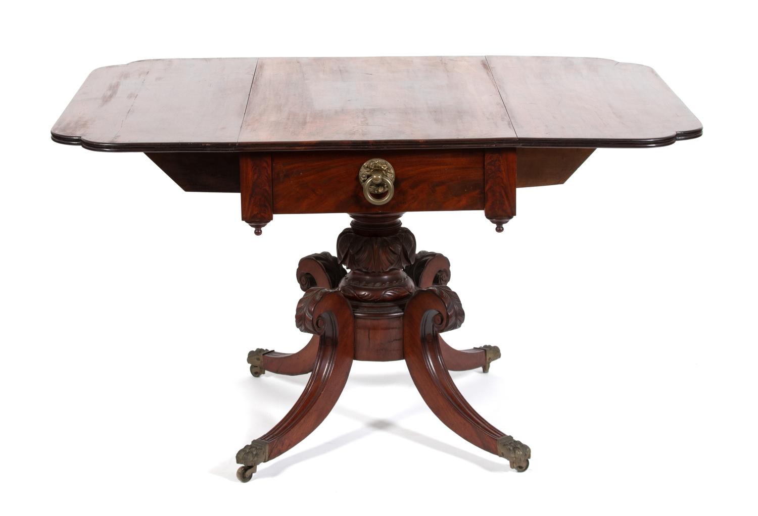 A Regency Style Pedestal Base Pembroke Table — EARLY 20TH CENTURY