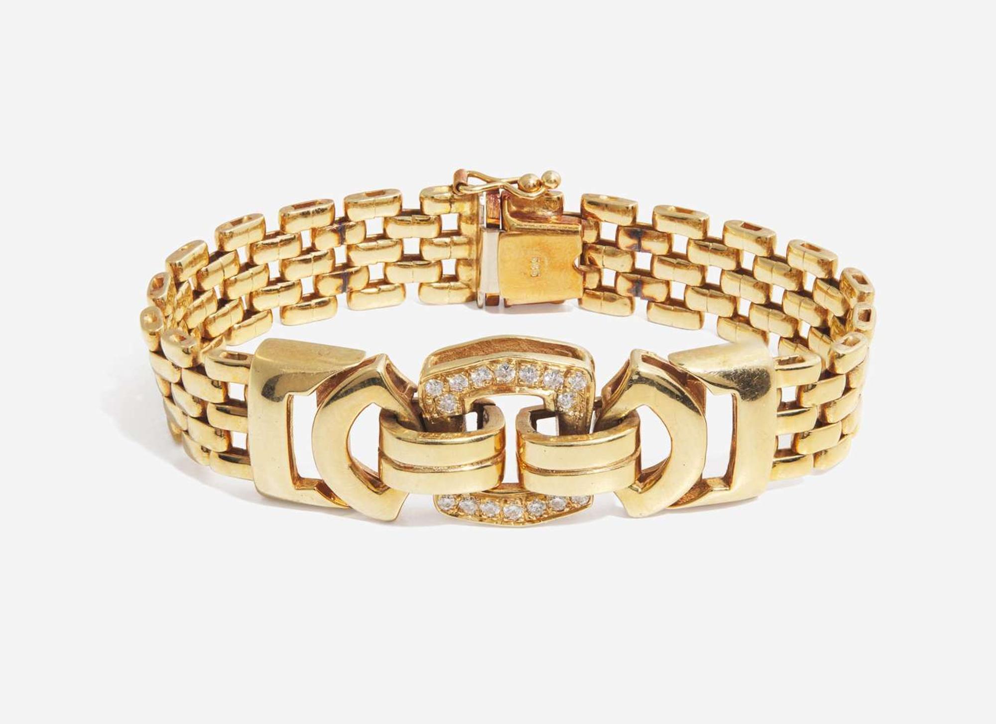 A 14K Yellow Gold and Diamond Bracelet