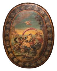 An Italian Style Painted Panel, Height 42 x width 32 1/2 inches.