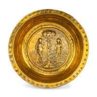 A Nuremburg Brass Adam and Eve Alms Bowl