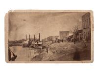 [WESTERN AMERICANA] -- [TEXAS]. [DE PLANQUE, Louis, photographer]. CDV of steamboats on the Rio Grande at Brownsville, Texas. Ca 1865.