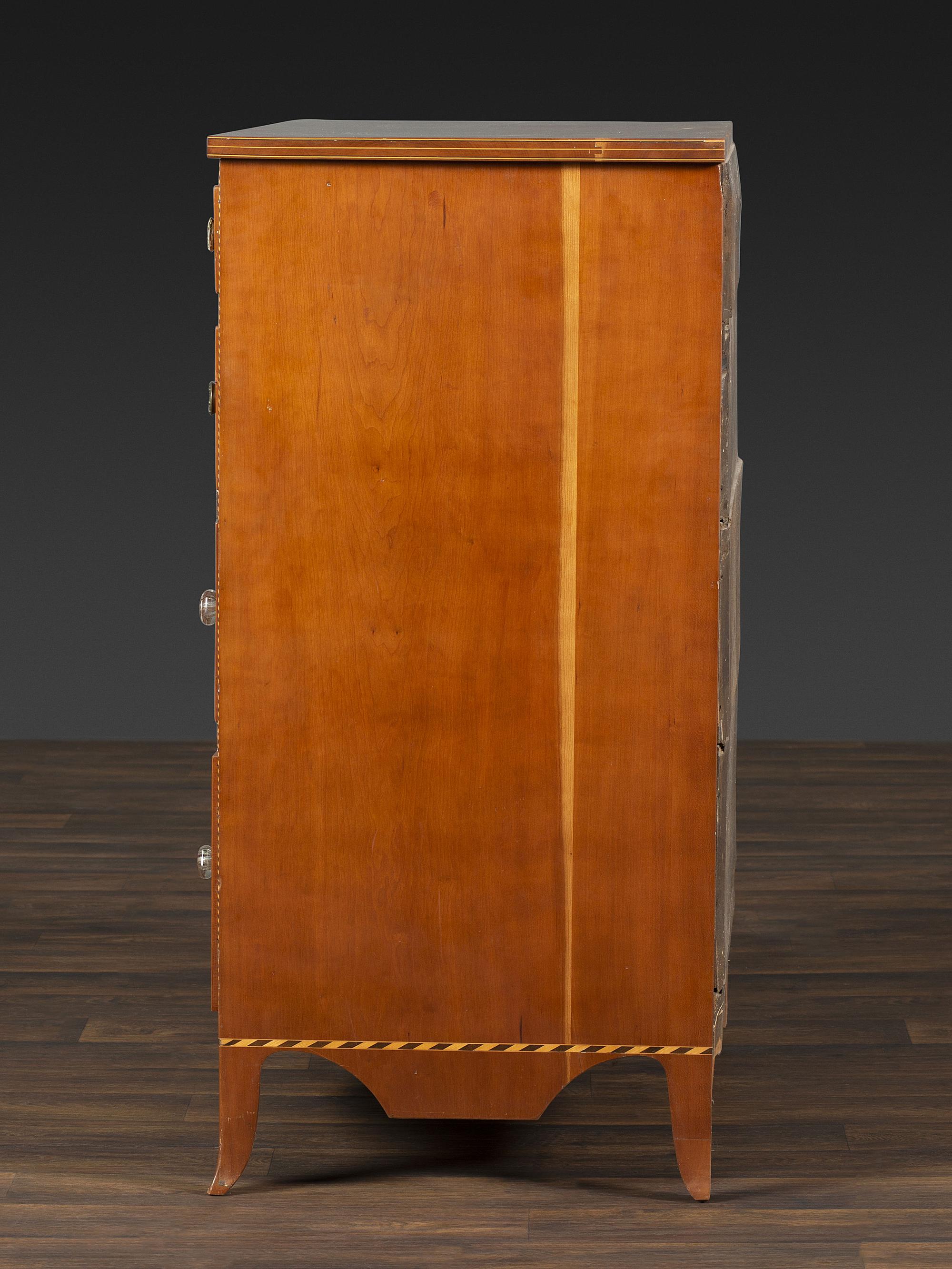 A Federal Fan and Barber Pole Inlaid Cherrywood Chest of Drawers