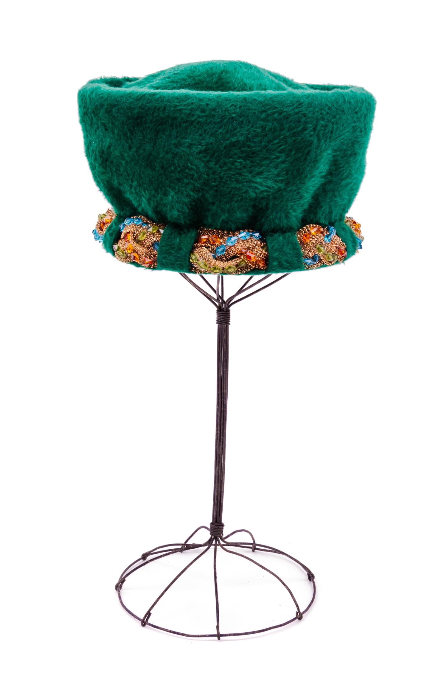 A Christian Dior Green Brushed Felt Wool Hat,