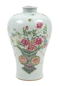 A Chinese Export Famille Rose Porcelain Meiping Vase Height 13 1/4 inches.