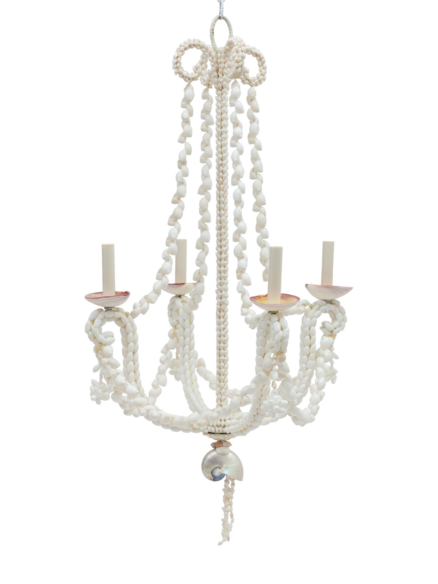 A Grotto Style Shell-Encrusted Four-Light Chandelier
