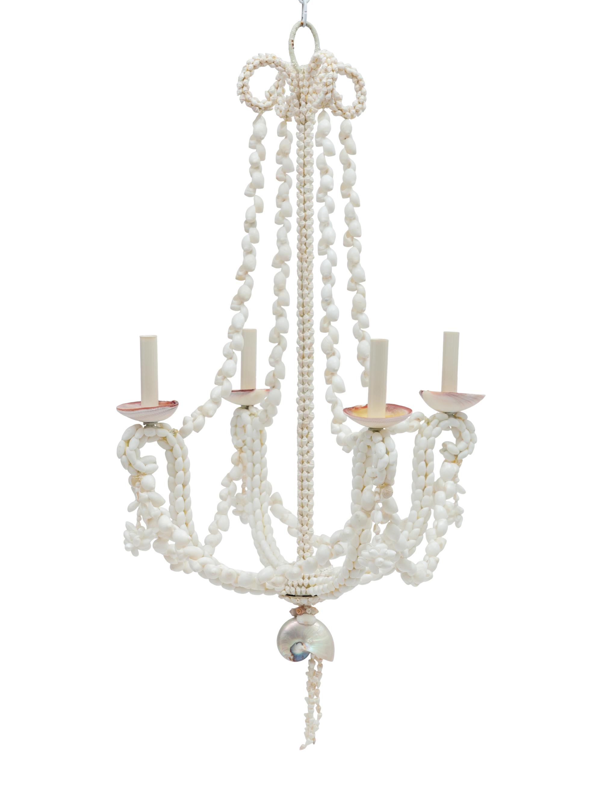 A Grotto Style Shell-Encrusted Four-Light Chandelier