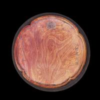 A Chinese carved "Mirror" inkstone with hardwood box 仿銅鏡硯台及木盒
