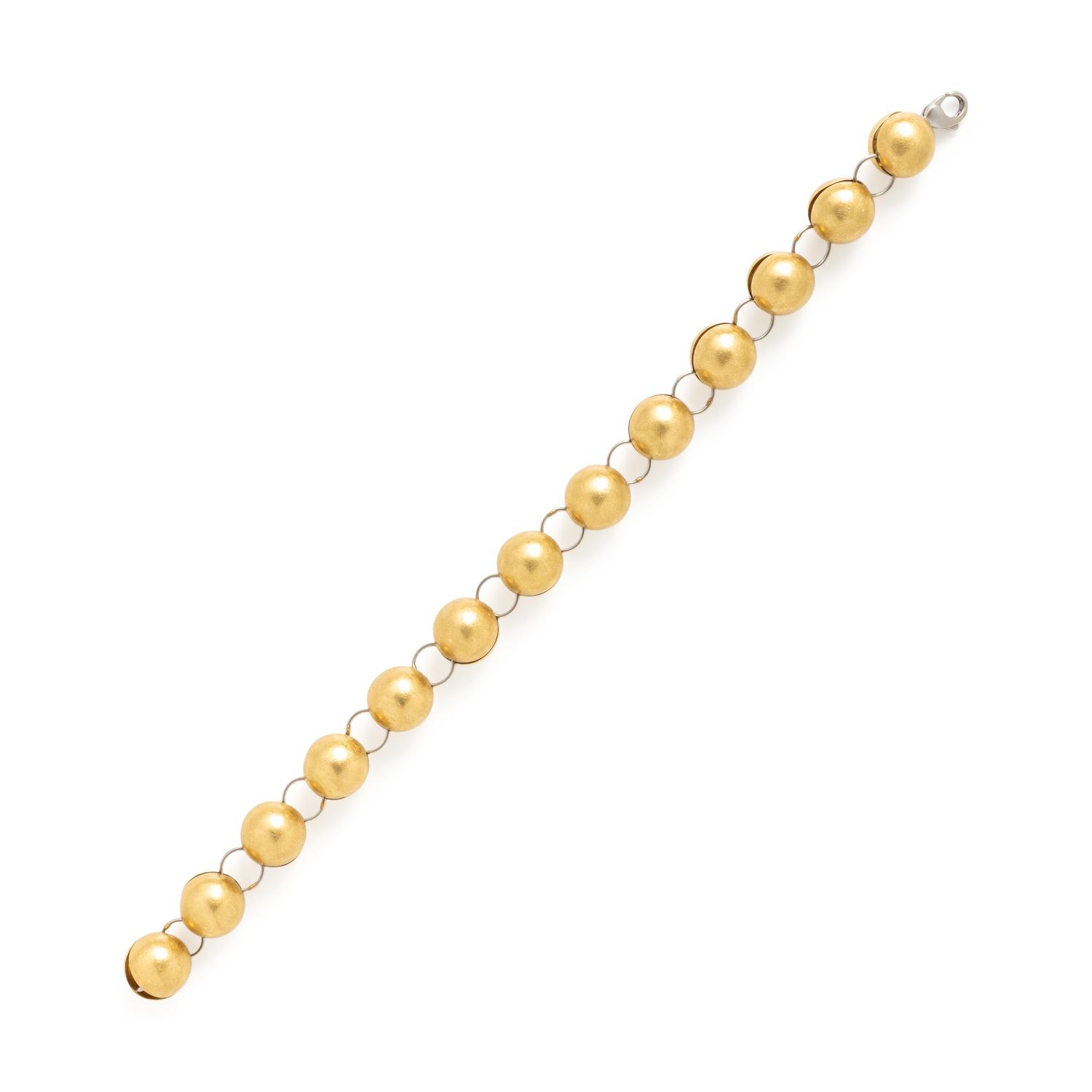 Yellow Gold and Platinum Bead Convertible Necklace and Bracelet