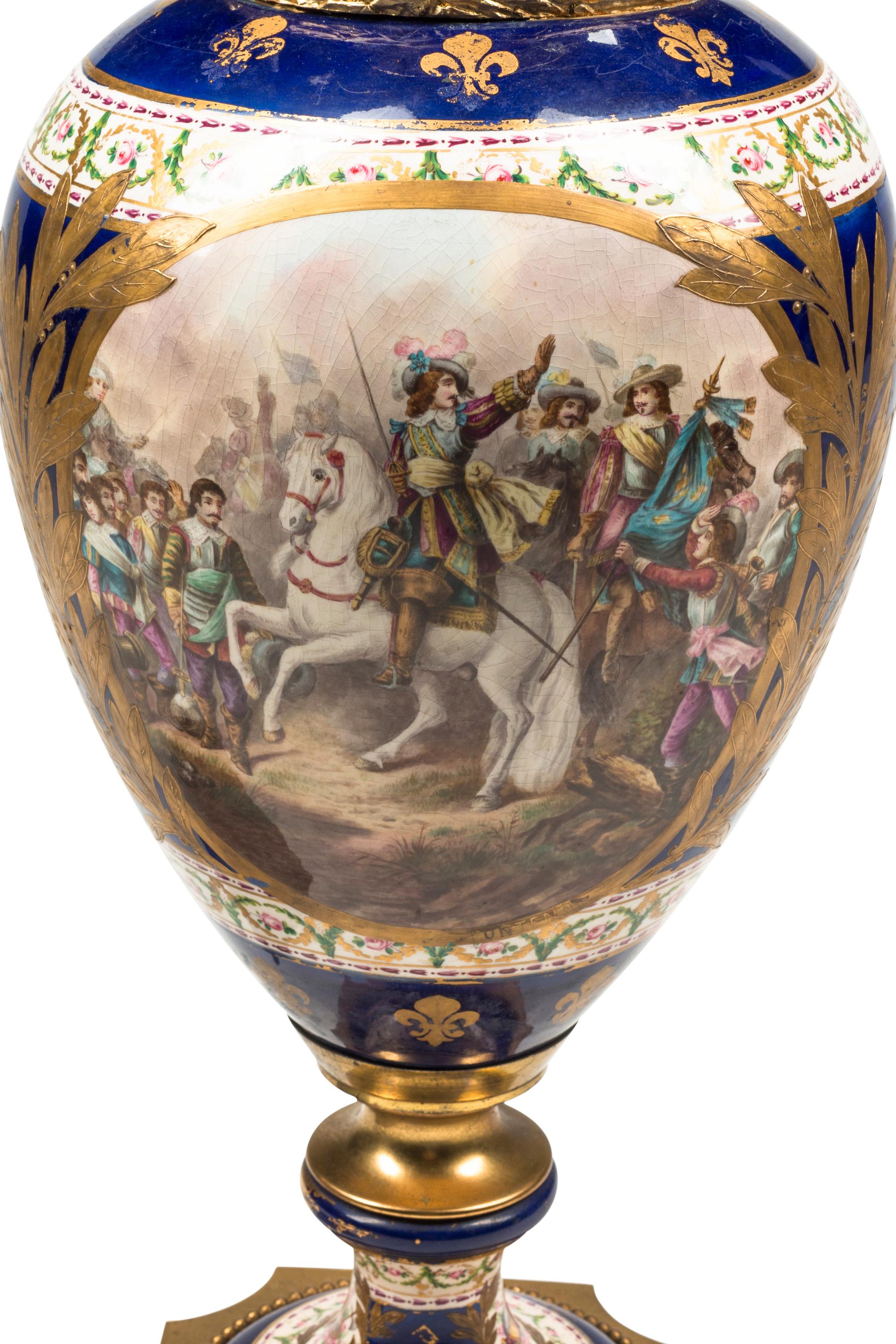 A Gilt Bronze Mounted Sèvres Style Porcelain Vase and Cover