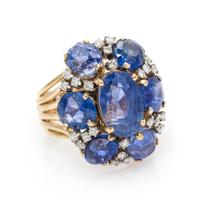 An 18 Karat Yellow Gold, Ceylon Sapphire and Diamond Ring, 8.00 dwts.