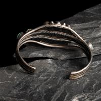 Navajo Sterling Silver and Carico Lake Turquoise Cuff Bracelet, PLUS