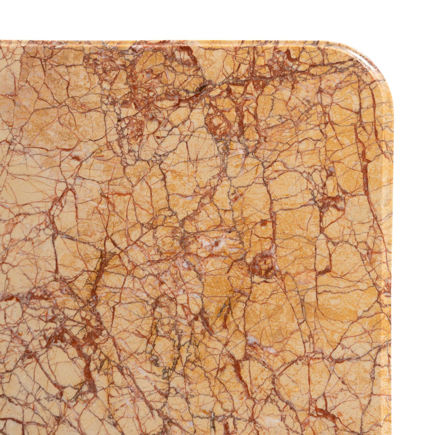 A Louis XVI Gilt Bronze Mounted Tulipwood, Marquetry and Marble-Top Commode