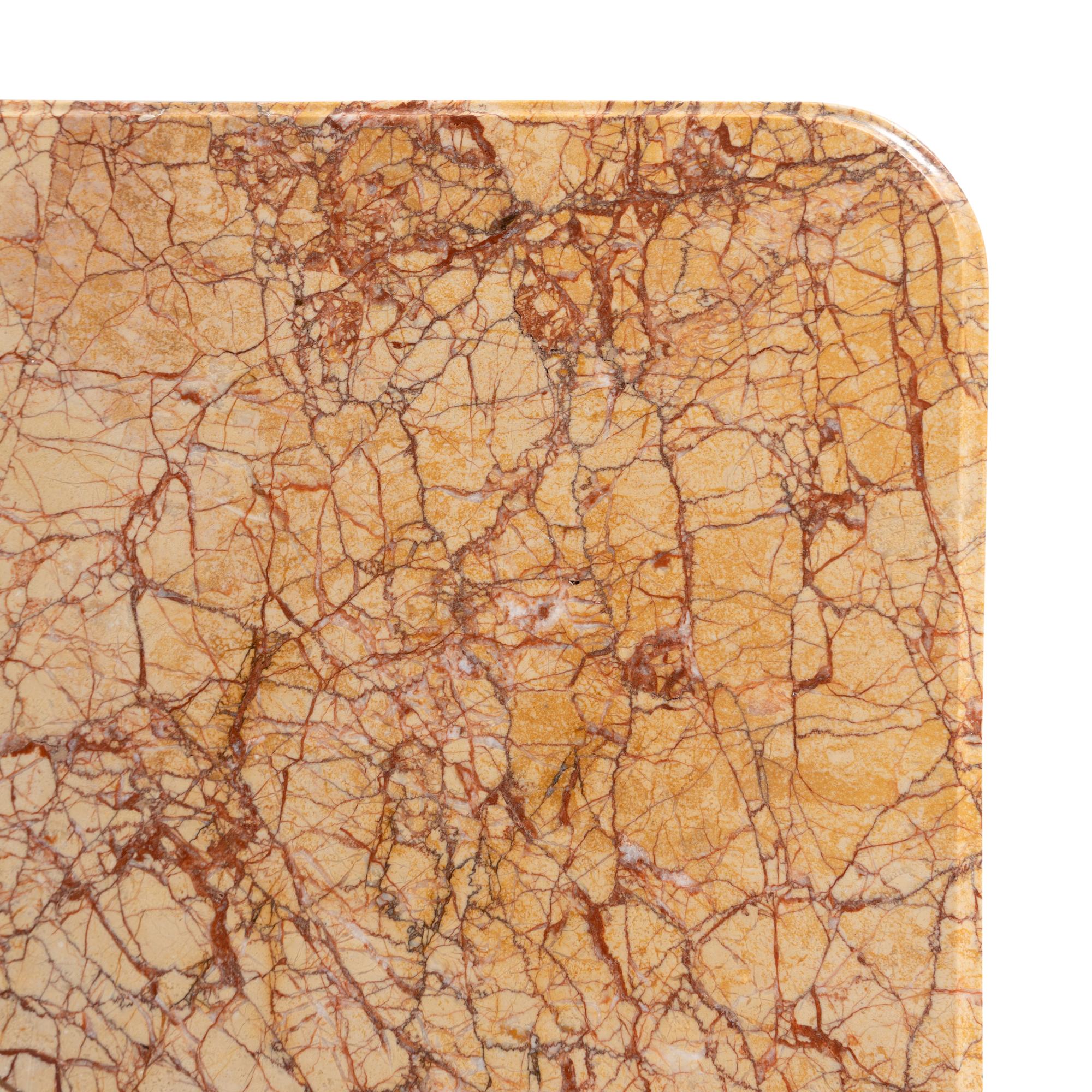 A Louis XVI Gilt Bronze Mounted Tulipwood, Marquetry and Marble-Top Commode