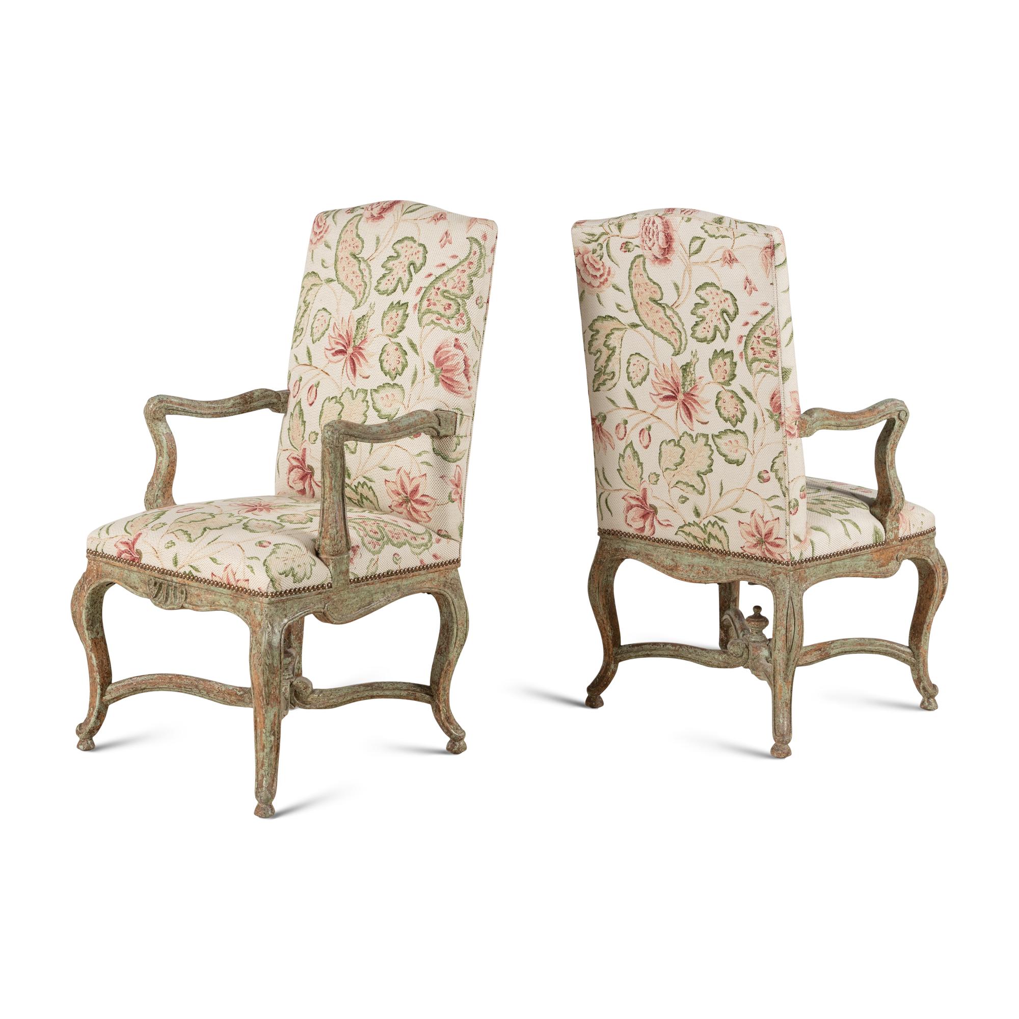 A Pair of Régence Style Painted Fauteuils
