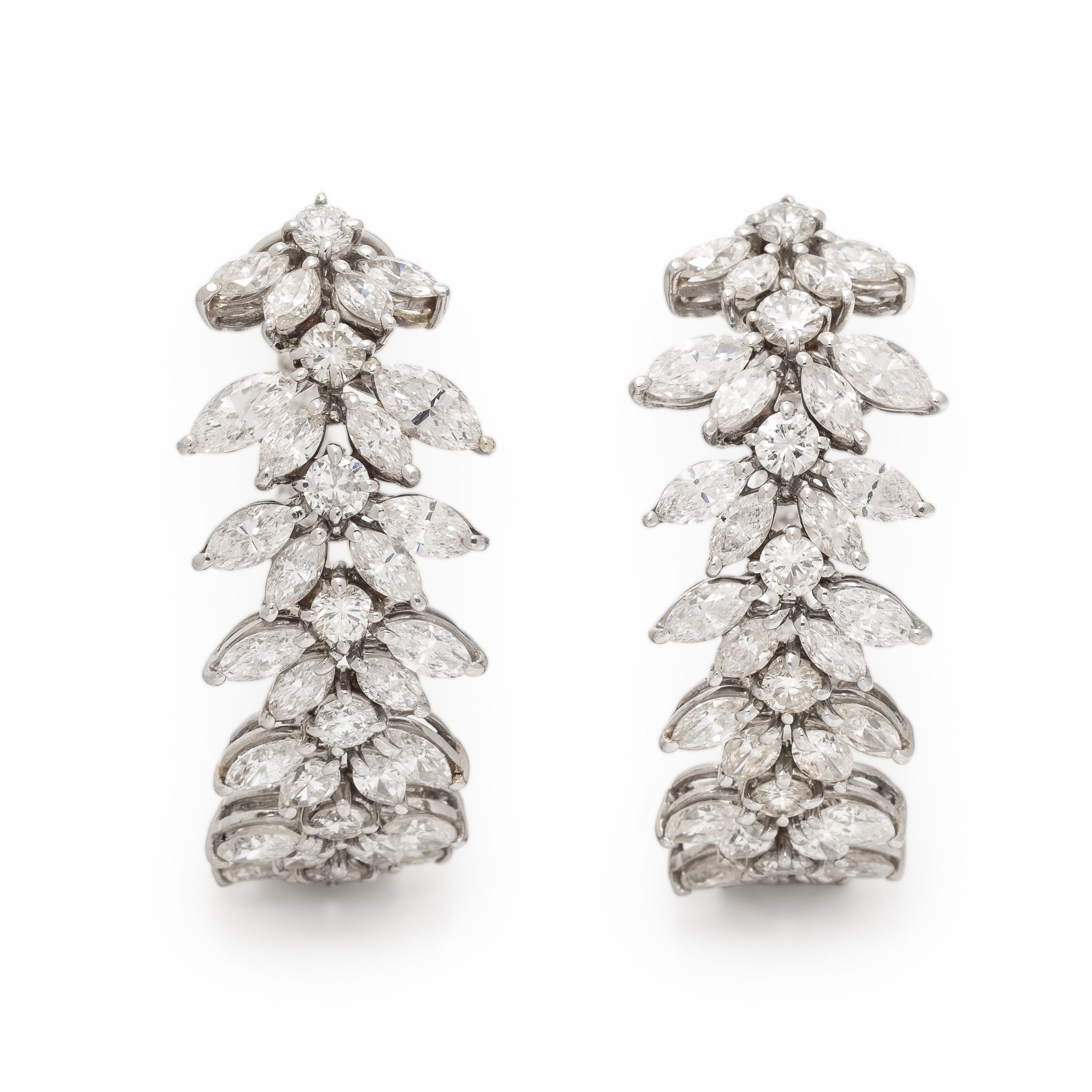 Diamond and White Gold In and Out Hoop Earrings