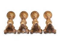 Four Continental Giltwood Pricket Sticks