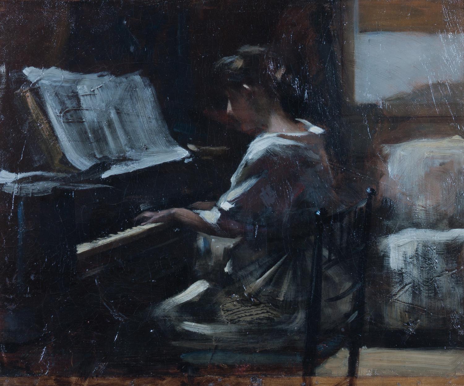 Attributed to Irving Ramsey Wiles, (American, 1861-1948), Playing the Piano