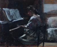 Attributed to Irving Ramsey Wiles, (American, 1861-1948), Playing the Piano