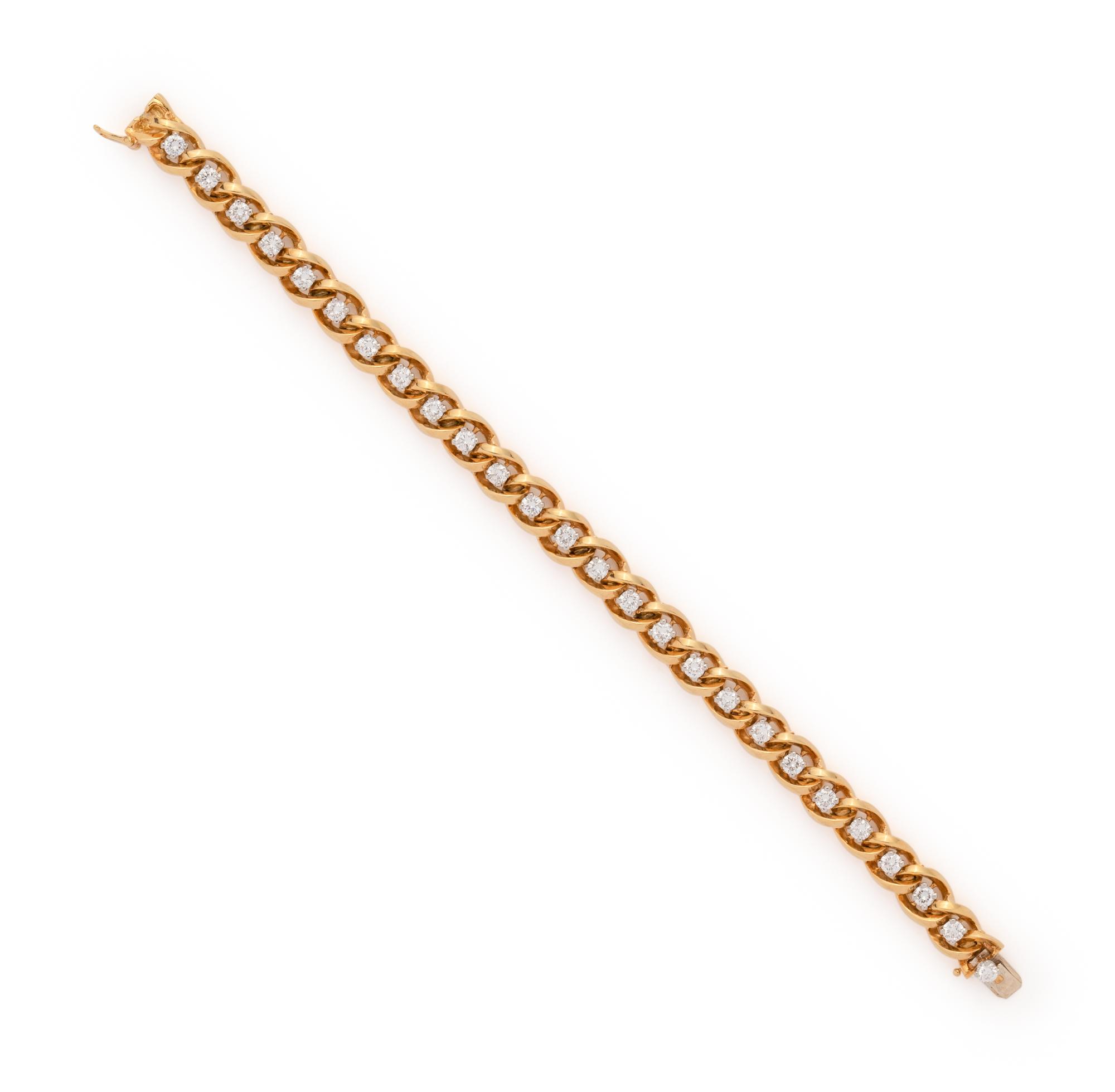 OSCAR HEYMAN, YELLOW GOLD AND DIAMOND BRACELET